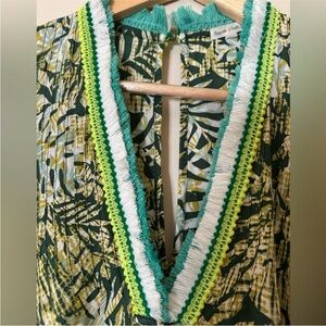 Poupette St. Barth Green Leaf Print Romper